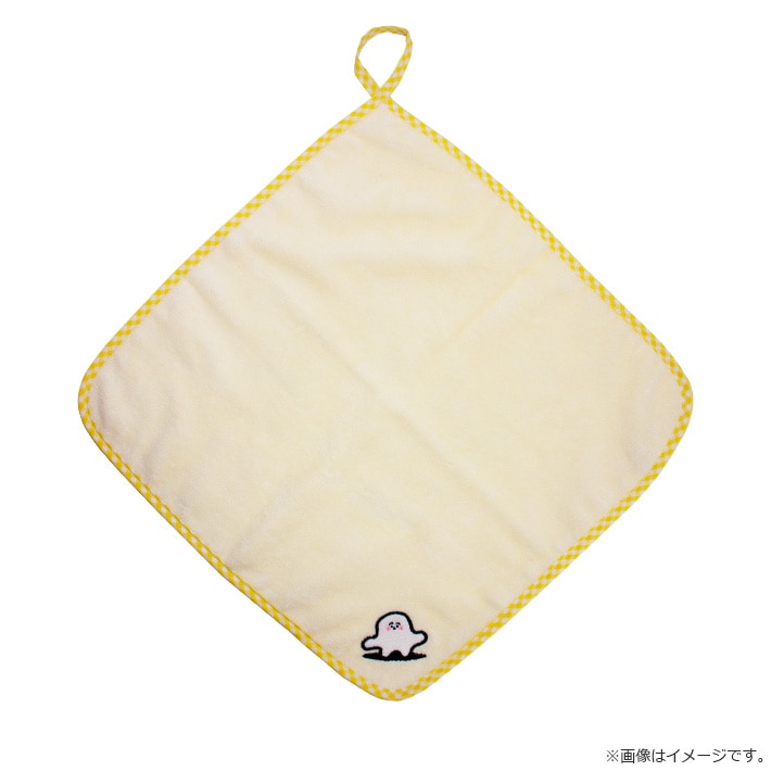 シナぷしゅ ループ付きハンドタオル アイボリー×イエロー