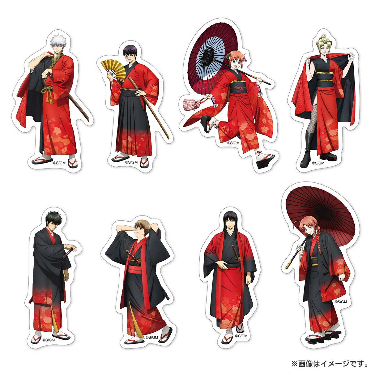 新劇場版 銀魂 -吉原大炎上- ステッカー8枚セット（和装「緋」） 等身