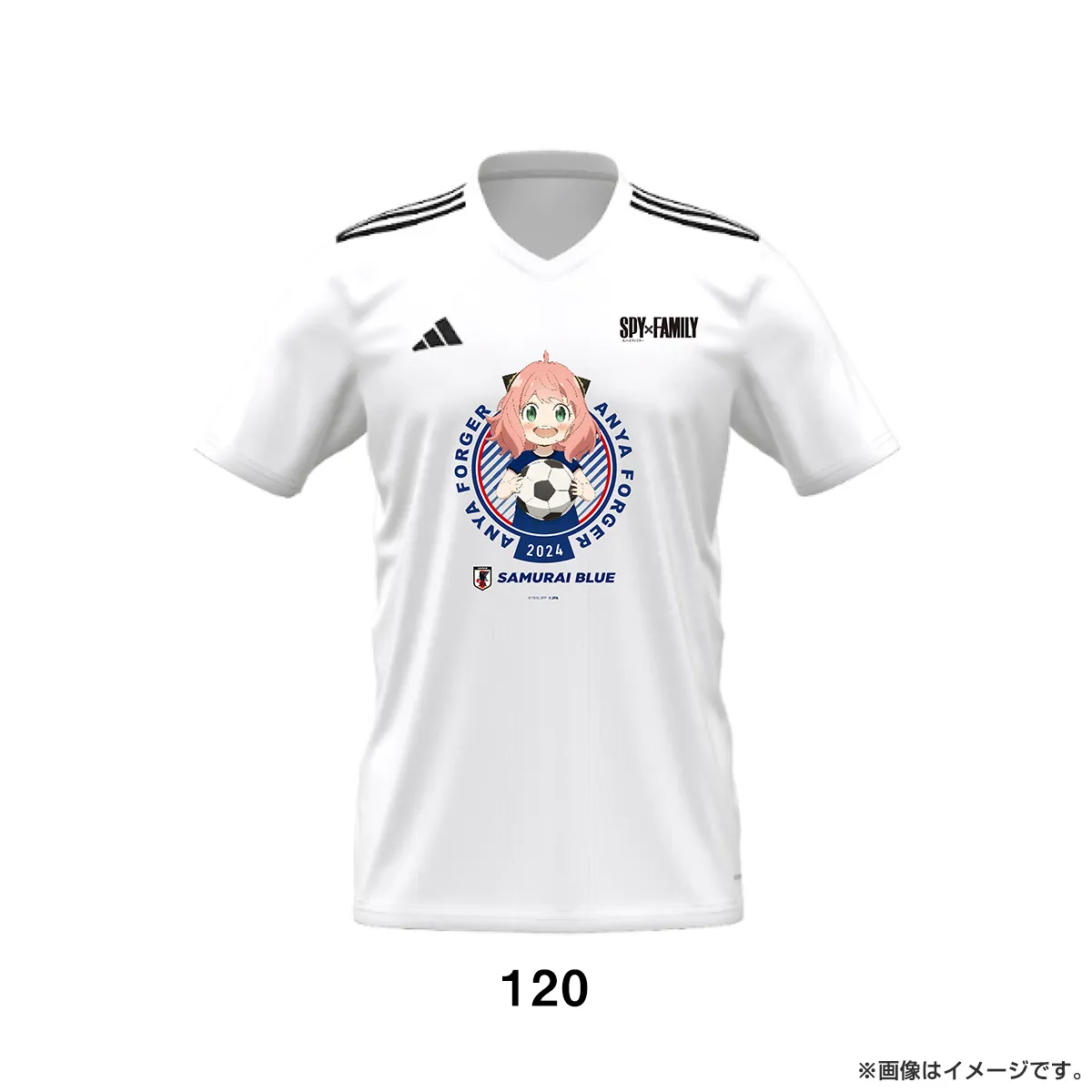 SPY×FAMILY Tシャツ（アディダス製） サッカー日本代表ver.（白・キッズ用120cm）